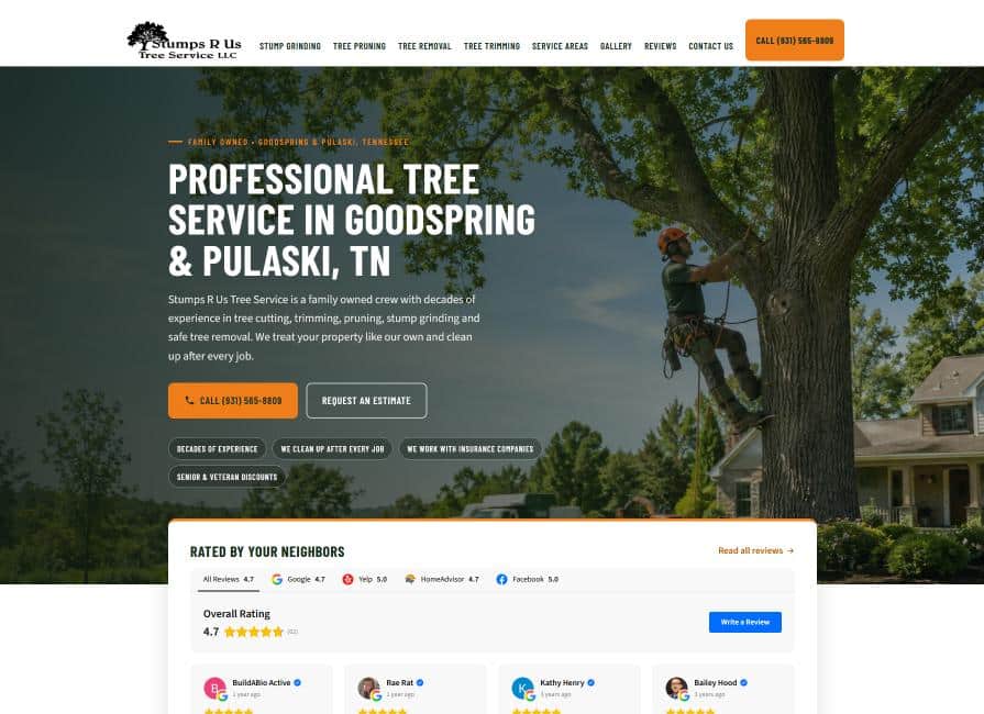 stumpsrustreeservice.net website built by busytask
